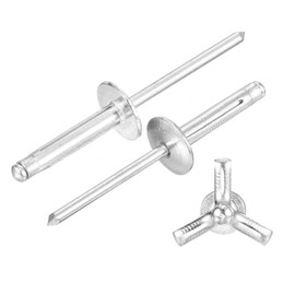 sourcing map 150Pcs 5/32"x3/4" Aluminum Large Head Tri Grip Rivets, Large Flange Tri Grip Rivets for DIY, Sheet Metal, Automotive Repairs, Furniture, Marine Boat (Silver)