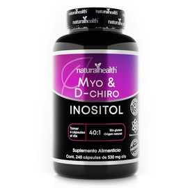 Natural Health - Suplemento Hormonal para la Mujer, Myo Inositol y D-Chiro Inositol, Ratio 40:1, Salud Hormonal, Suplemento Natural con Ingredientes Naturales, Frasco con 240 Cápsulas de 530mg