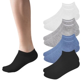 Sunm Boutique No Show Socks Mens Low Cut & Non Slip, Invisible Liner Casual & Formal Socks, Flat Boat Line 4 Pairs (Black+Grey+White+Blue, 11-13