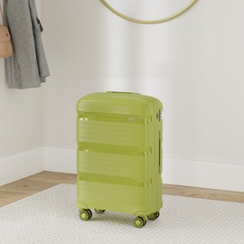Kono Carry On Luggage Hard Shell Travel Trolley 4 Spinner Wheels Lightweight Polypropylene Suitcase with TSA Lock (Checked-Large 28-Inch, Green)