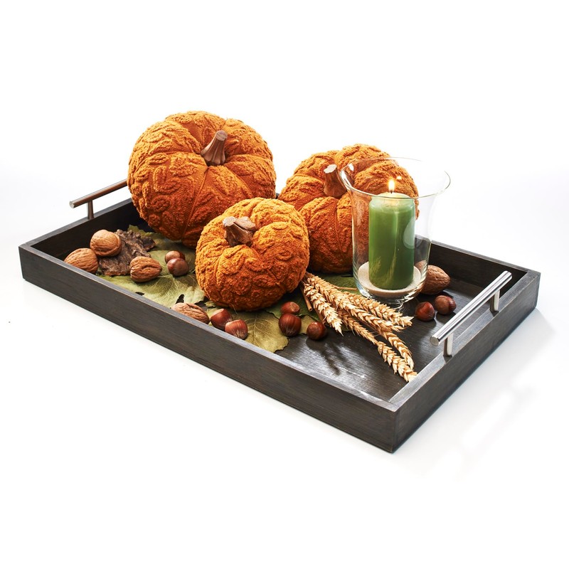 Kobolo Rectangular Bamboo Tray with Metal Handles (Grey)