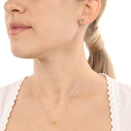 Amor Necklace for women made of 925 sterling silver, 925 silver, gold-plated, partially with gemstone/pearl, gift idea for wife and girlfriend, comes in jewellery box, Sterling Silver, Synthetic