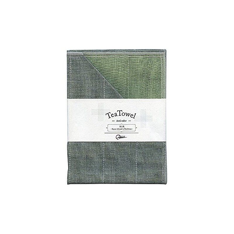 Nawrap Binchotan Tea Towel, Moss Green X Gray