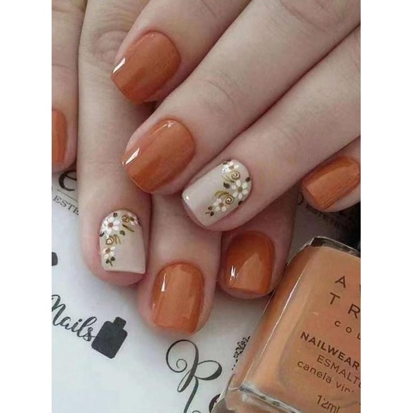 Fall Press on Nails Extra Short Fake Nails with Foralr