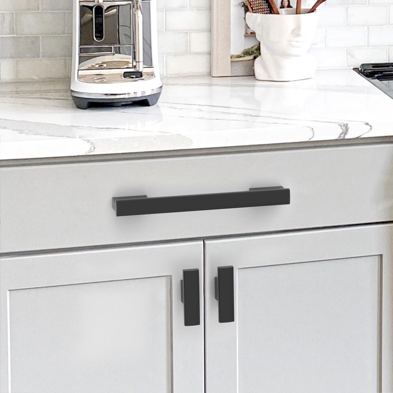 9BUILD 10 Pack 128mm Matte Black Kitchen Cabinet Handles -