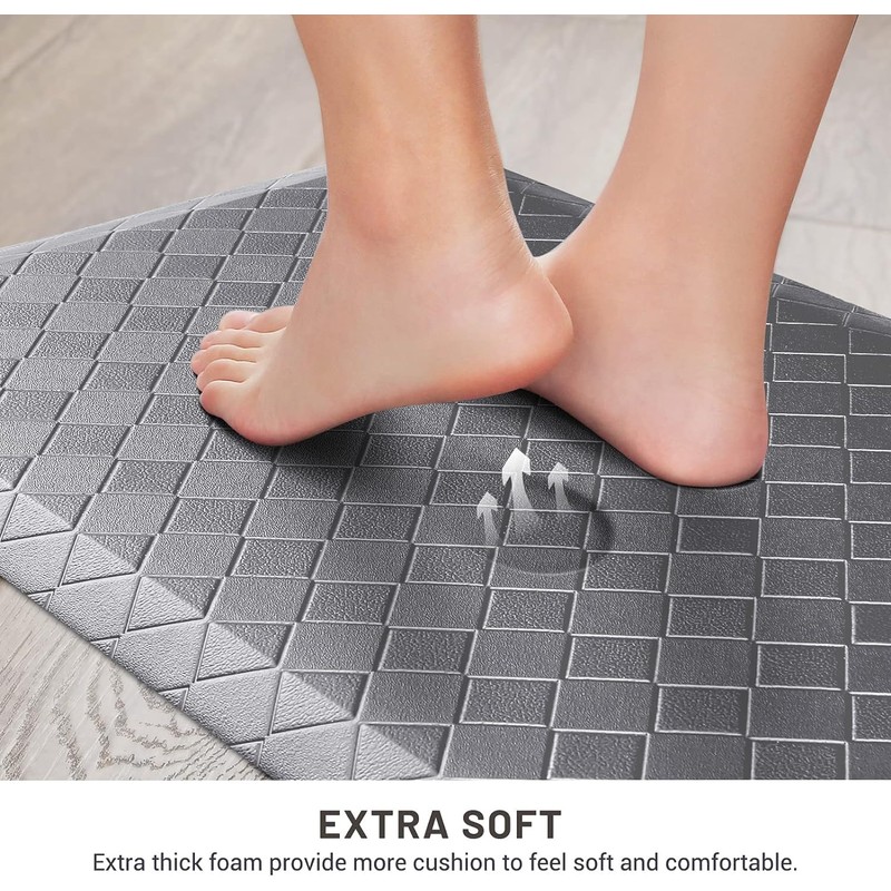 HappyTrends Kitchen Mat Cushioned Anti-Fatigue Floor Mat,17.3"x60",Thick Waterproof Non-Slip Kitchen