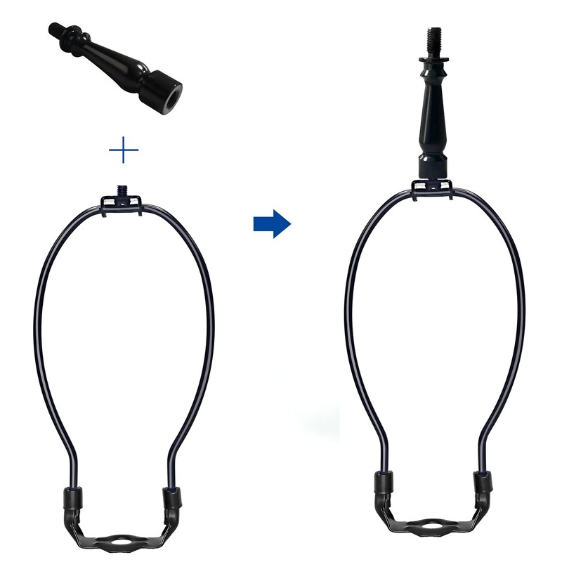 ECUDIS Lamp Shade Risers Lamp Finial Extender, 2 Pack (Black,