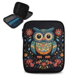 Xsehusvy Owl Fashion Crochet Hook Case Square Zipper Storage Organizer Bag Lightweight Crochet Hook Kit Tools Organizer Bags Easy to Hold