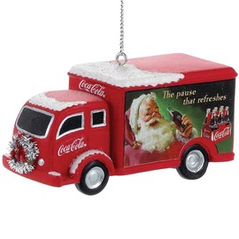 Coca Cola Delivery Truck with Silver Wreath Christmas Ornament Coke CC1111 New