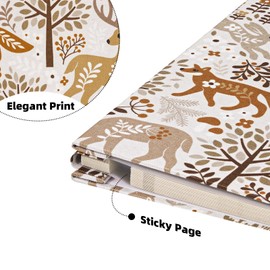 Vienrose Photo Album Scrapbook with Writing Space 4X6 8X10 Self Adhesive Pages - Linen Cover with Forest Fiesta Design, Perfect for Baby and Family Memories