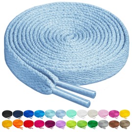 BIRCH's Shoelaces in 27 Colors Flat 5/16" Shoe Laces in 4 Different Lengths (45.5" (115cm), Cove Blue)