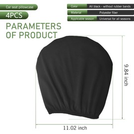 Sephile 4 PCS Car Anti-Scratch Dust-Proof Seat Headrest Cover, 11.02" x 9.84" Comfortable Breathable Elastic Full-Wrapped Protective Cover, Modification Accessories, Universal for Most Cars (Black)