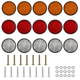 Pack of 15 Cat Eye Reflectors, 58 mm Round Reflector Pendant, Cat Eye Pendant, Round Cat's Eye Side Reflectors for Cars, Trucks, Caravans, Tractors, Trailers