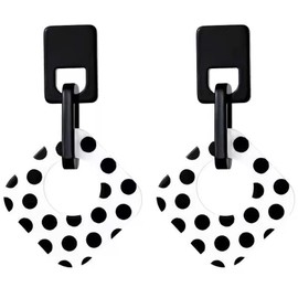 ONLYJUMP Exaggerated Geometry Earrings Acrylic Round Square Triangle Heart Dangle Earrings for Women Multilayer Bohemia Earrings Classic Retro Minimalist Earrings Statement Jewelry (White A)