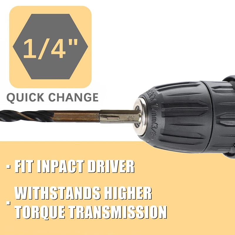 13Pcs Twist Drill Bit 1/4in Hex Shank 1.5‑6.5mm Fast Change