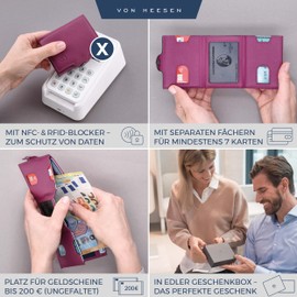 VON HEESEN Credit Card Holder Credit Card Holder, Pink, Mini coin compartment