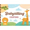 Babysitting Coupons: Safari Animal Theme with Lion, Giraffe, and Snake: