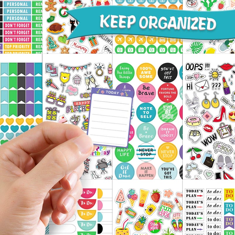 Planner Stickers - 28 Sheets, 1378 Stunning Design Accessories for