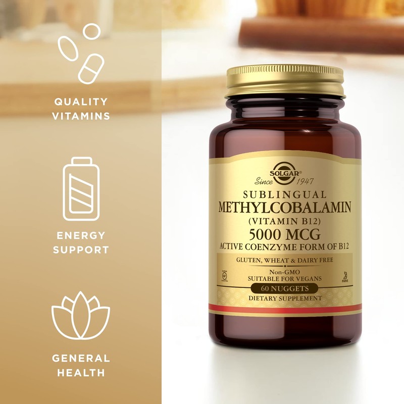 Solgar Methylcobalamin (Vitamin B12) 5000 mcg - 60 Nuggets, Pack