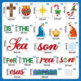 BeYumi 96Pcs Jesus is The Reason for The Season Cutouts Bulletin Board Decoration Set Christmas Nativity Christian Faith Religious Sunday School Classroom Chalkboard Wall Borders Church Winter Decor