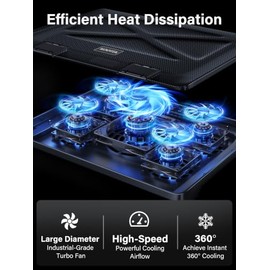 Kootek Almohadilla de enfriamiento para computadora portátil de 12 pulgadas -17 pulgadas - Almohadilla para enfriamiento de 5 ventiladores silenciosos