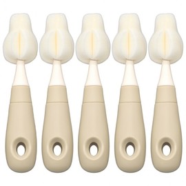 Soonsooa Baby Bottle & Nipple Cleaning Brush Set (5-Pack) 5-Pack - Beige 3ea