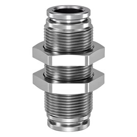 Stainless Steel Pneumatic Bulkhead Fitting IQS 8 mm Hose Connector - Straight Plug Connection (Diameter 8 mm)