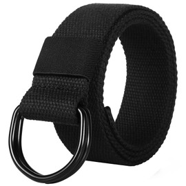 ITIEZY Canvas Work Belt, Men's Belt Without Holes Continuously Adjustable Outdoor Fabric Belt for Work and Travel, 01 black