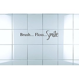 Brush… Floss… Smile Laundry Soap Washer Dryer Clean Shorts Pant Sock Shoes Tooth Paste Grandchildren Surprises Girl Boy Bedroom Wall Decal Sticker - Size: 10 Inch x 34 Inch