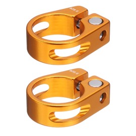 sourcing map 2pcs Bike Seat Post Clamp 28.6mm Clip Aluminum Alloy Bicycle Locking Seat Post Ring with M4 Hex Screw for 25.4mm Bicycle Mountain Road Bike Tube, Gold