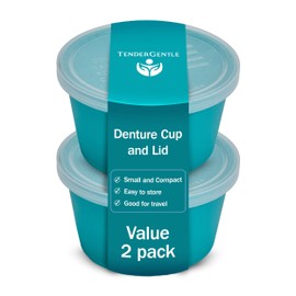 Denture Cup with Lid - Pack of 2 Denture Cases - Denture Holders for Home, Nursing Home, and Hospital Use