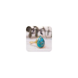 KOICCVQQ Retro Native Natural Turquoise Gold Ring Boho African Faux Style Gothic Punk Jewelry Charming Temperament Personality Unique Fashion Luxury Aristocrat Ring for Woman Size 7