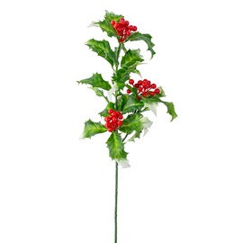 Factory Direct Craft Holly Plastic Floral Picks (12 Pieces) - Holly and Berries for Christmas Tree Decorations Holiday Winter Seasonal Home Decor