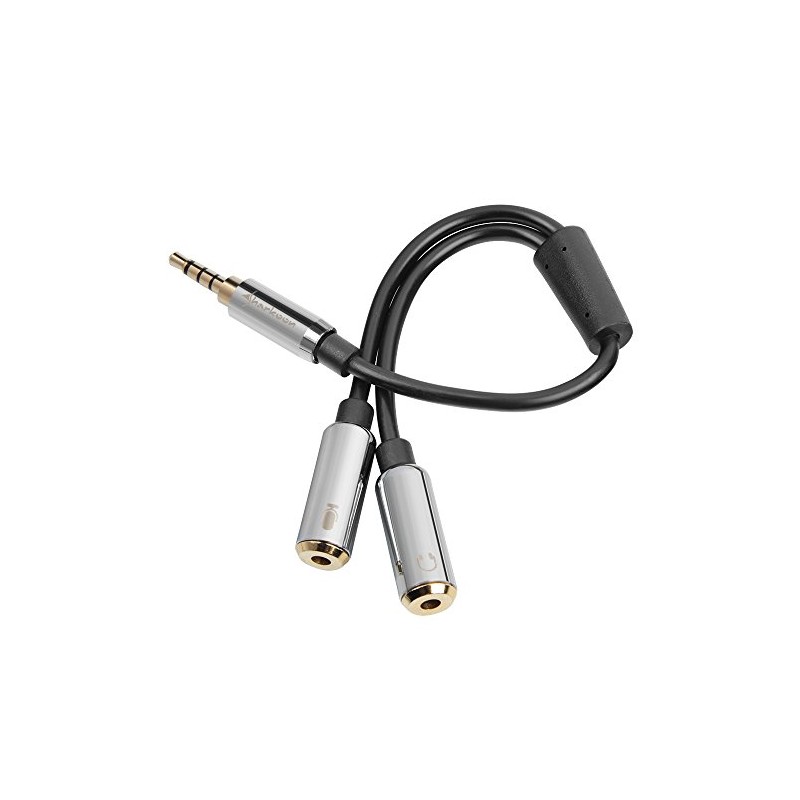Sharkoon PMP35 Cable Combo Audio Adapter 12 cm silber