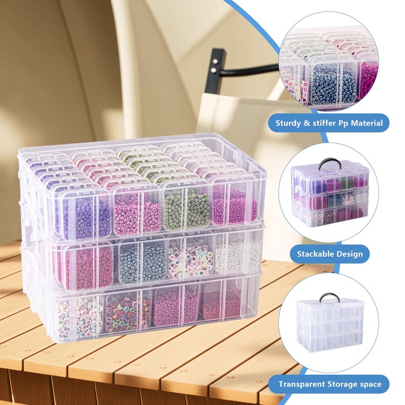 VTG Bead Organizer Box, 84 Pcs Small Organizers, 3-Tier Bead