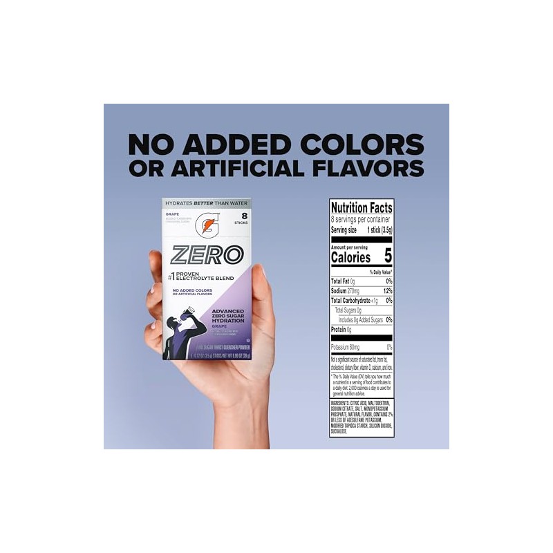 Gatorade Zero Sugar Powder Drink Mix - Grape Flavor (32