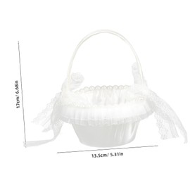 CHILDWEET Elegant Wedding Lace Flower Girl Basket with Bowknot for Petals Candy Floral Storage for Weddings Birthdays Special Events No Burrs Easy to Carry
