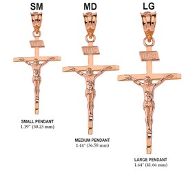 Solid 10k Rose Gold Catholic Jesus Christ on INRI Crucifix Cross Pendant (1.19")