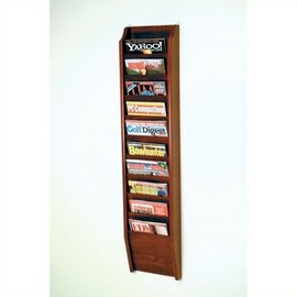 Wooden Mallet 10 Pocket Magazine wall Rack in Mahogany