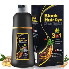 Champú Black Instant Hair Color para cabello gris, cobertura 100 gris, champú 3 en 1 para teñir el cabello negro, colorante a base de hierbas en...   