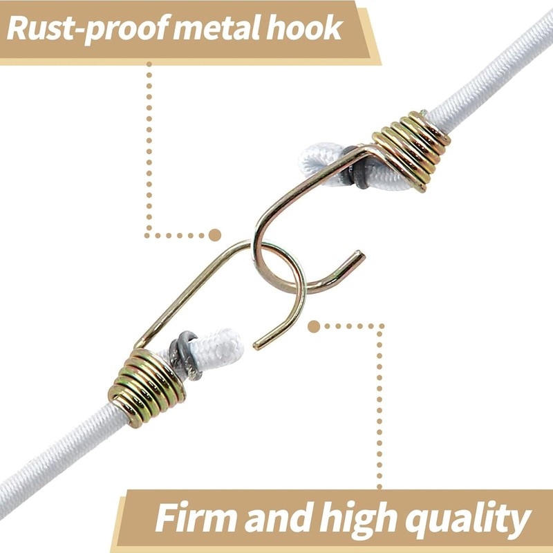 Kyuionty 12 Pack Mini Bungee Cords with Hooks, 10 Inch