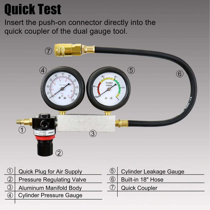 YSTOOL Cylinder Leak Down Tester Automotive Kit Gasoline Engine Compression