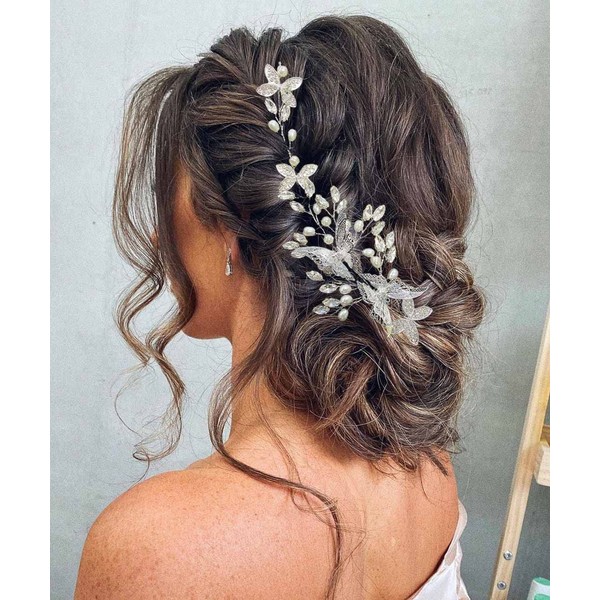 Unicra Butterfly Bridal Wedding Hair Vine Silver Crystal Hair Accessories