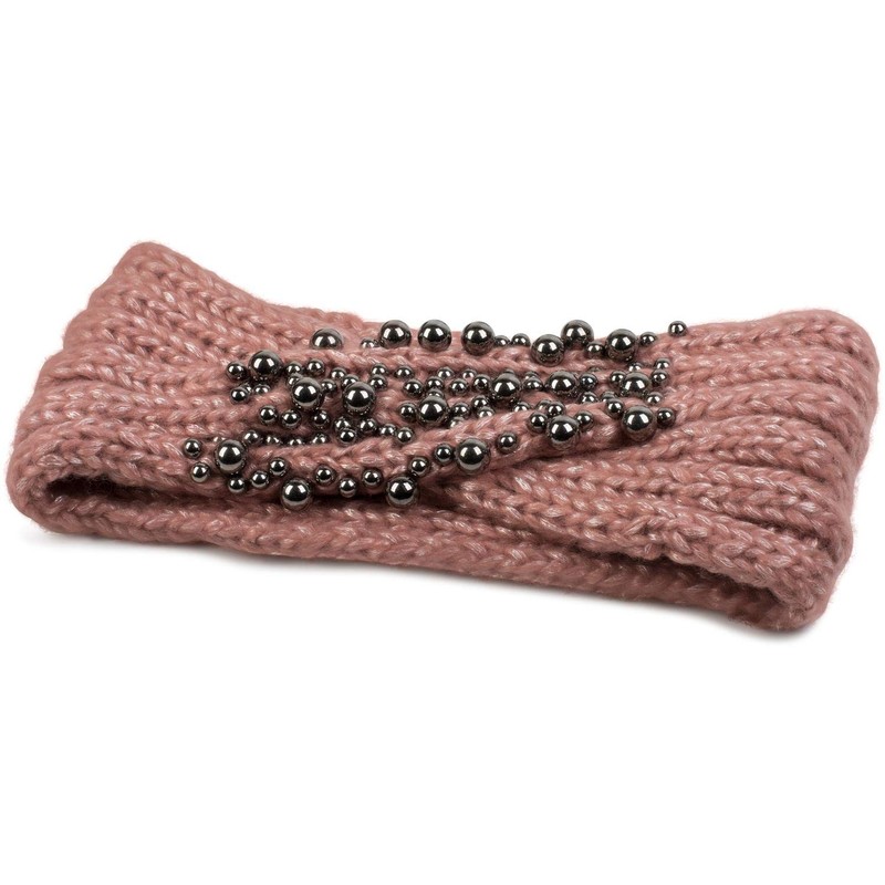 styleBREAKER Damen Strick Stirnband mit Twist, Knoten und Perlen, Winter