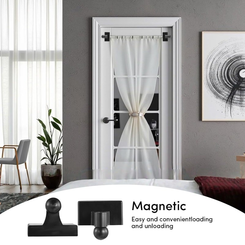 2 Pack Magnetic Curtain Rods for Metal Door 16 to