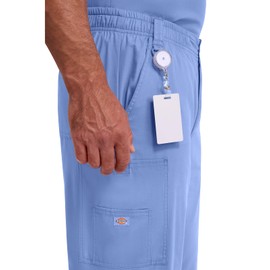 Dickies Men's Zip Fly Pull-On Scrub Pant, Ceil Blue, Medium