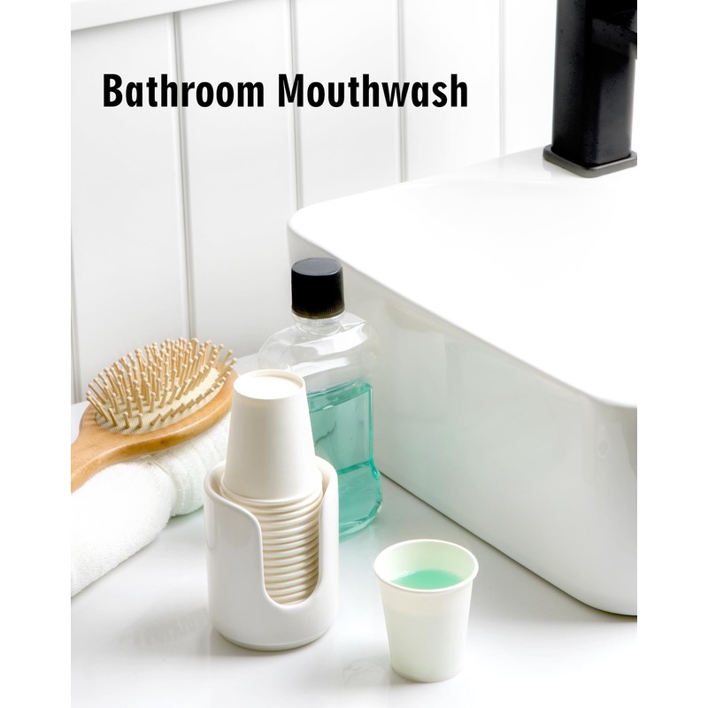 Viosuniu 3 oz Original Ceramic Bathroom Cup Dispenser with 5