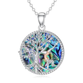 Seiyang Gymnastics Necklace 925 Sterling Silver Abalone Gymnast Pendant Tree of Life Graduation Birthday Jewelry Gifts for Women Sports Lover