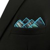 SHLAX&WING Men's Abstract Blue Wave Abstract Silk Pocket Square, YH23