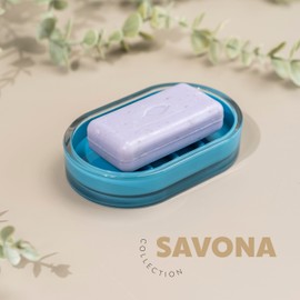 bremermann Bathroom Series Savona Soap Dish, Plastic Soap Holder (Blue)